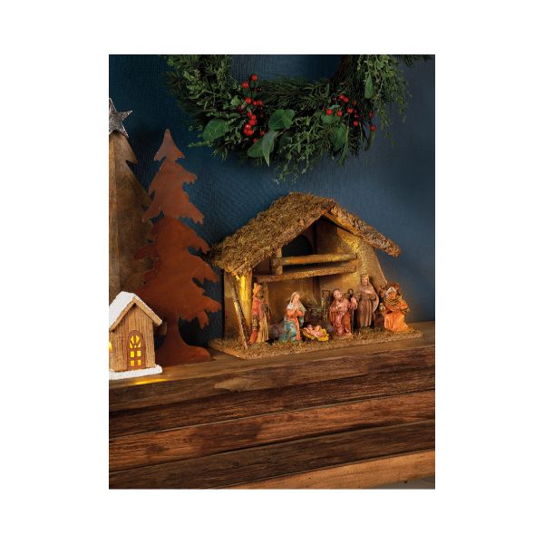 Christmas Nativity house with figures