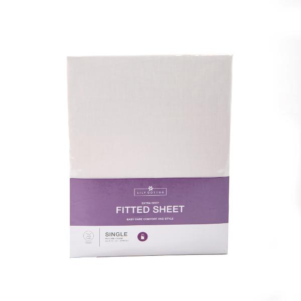 Lilly Cotton 68 Pick Polycotton Fittedsheet Super King Size White