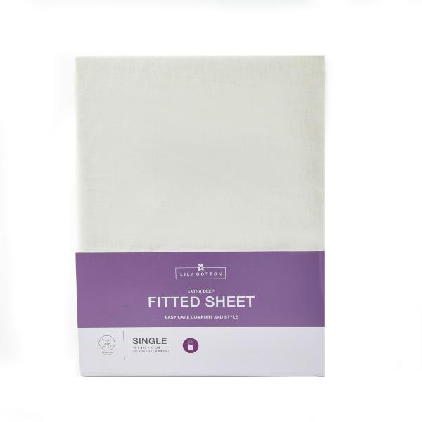 Lilly Cotton 68 Pick P/Cotton Fitted Sheet Super King Size Ivory