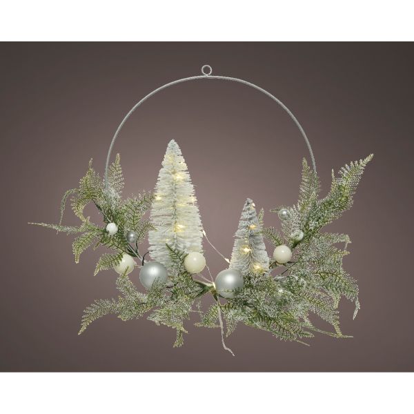 Pre-lit Snowy brush wreath -  Battery operated