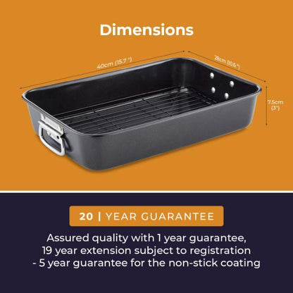 Non-Stick Roaster with Rack 40x28x7.5cm