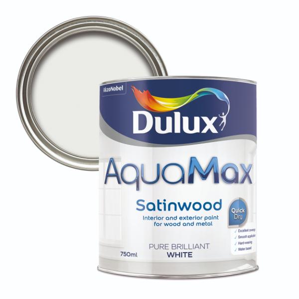 Dulux Aquamax Satinwood Pure Brilliant White 750ml