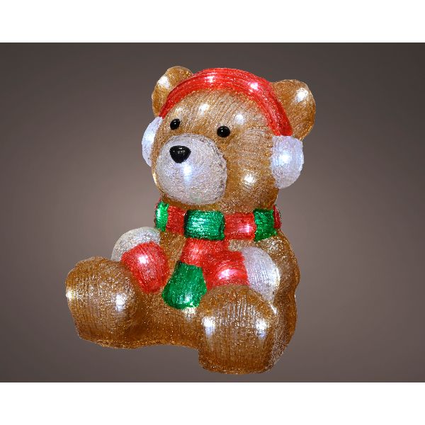 LED Acrylic Sitting Bear 25cm