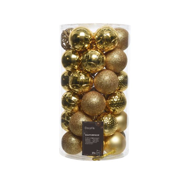 Christmas Gold Shatterproof Bauble Mix 37 x 6cm