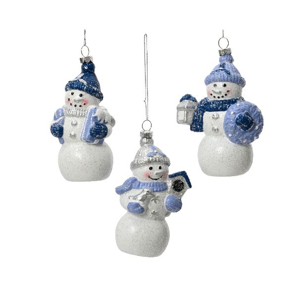 Silver/Blue Shatterproof Snowman 11.5cm