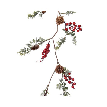 Christmas Glitter Garland With Berries And Pinecones