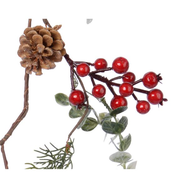 Christmas Glitter Garland With Berries And Pinecones