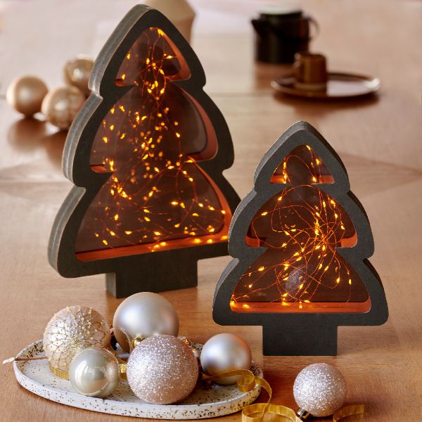 Plywood Tree Micro LED Frame - Black/Classic Warm 28cm