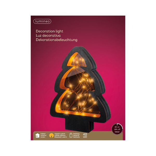 Plywood Tree Micro LED Frame - Black/Classic Warm 28cm