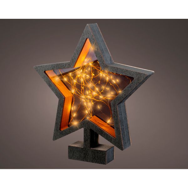 Plywood Star Micro LED - Black/Classis White 28cm