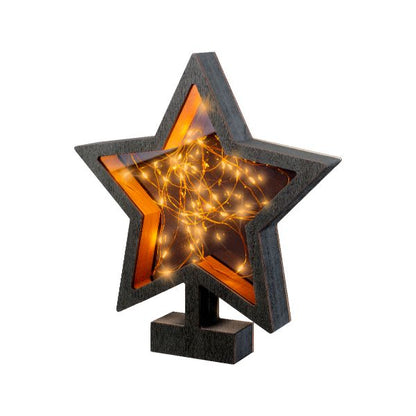 Plywood Star Micro LED - Black/Classis White 28cm