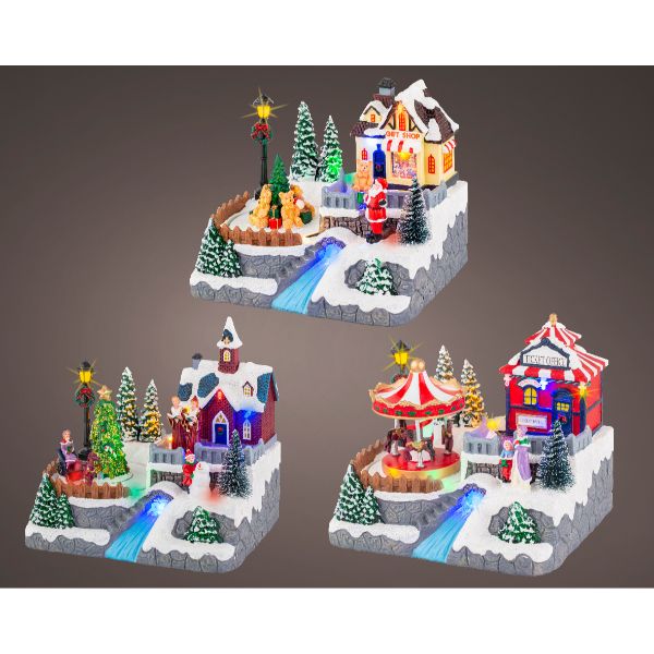 Plastic LED Scenery Snowman/Christmas Tree/Merry-Go-Round