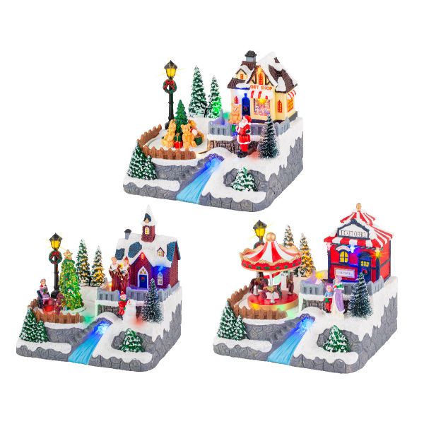 Plastic LED Scenery Snowman/Christmas Tree/Merry-Go-Round