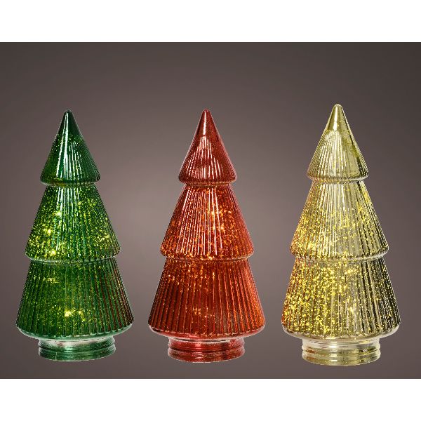 Glass  Micro Tree LED - Red/Green/Gold