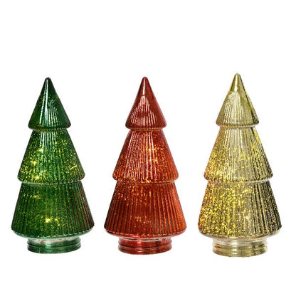 Glass  Micro Tree LED - Red/Green/Gold