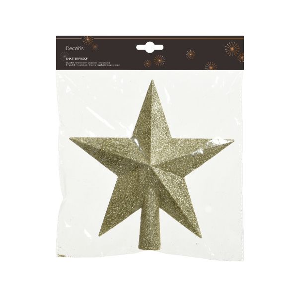 Shatterproof Glitter Treetopper Star Light Gold