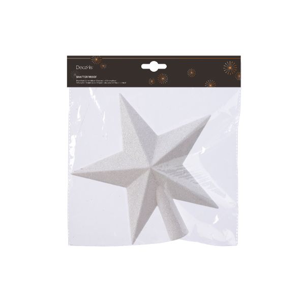 Christmas Shatterproof Glitter Treetopper Star Winter White