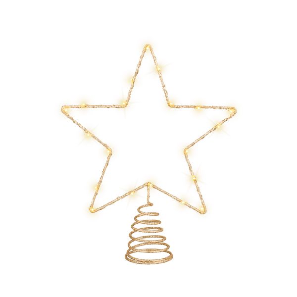 Christmas Micro LED  star shaped wire treetopper - Gold