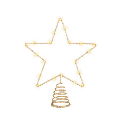 Christmas Micro LED  star shaped wire treetopper - Gold