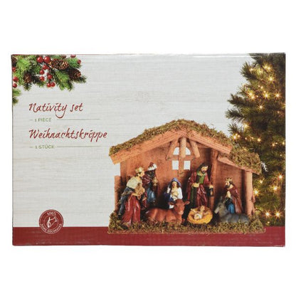 Christmas Nativity house with 8 figures - MDF