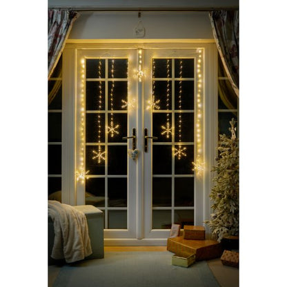 Snowflake Curtain Lights - Warm White 120x120 339 LEDs