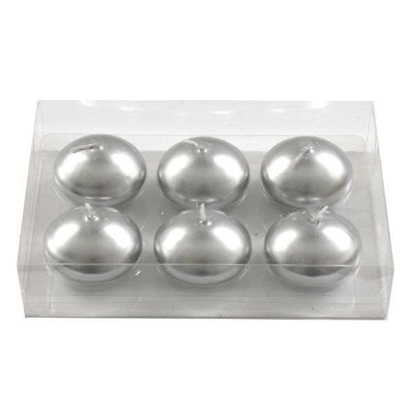 Silver Floating Candles 6pk