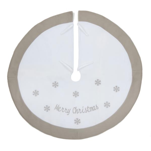 90cm White and Grey Merry Xmas Tree Skirt