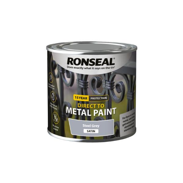 Ronseal Direct To Metal Steel Grey Satin 250Ml