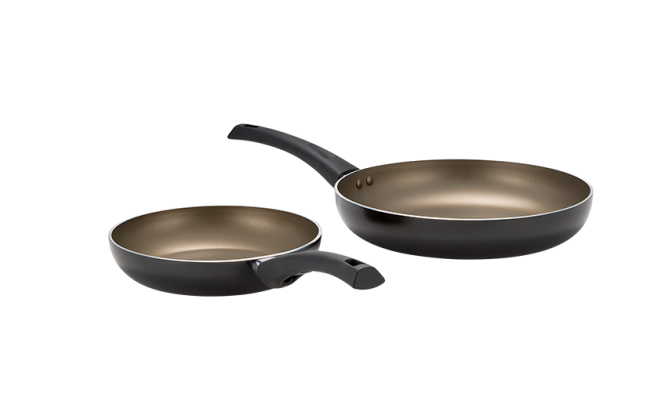 Judge Essentials Radiant 2 Piece Frying Pan Set 22Cm &amp; 28Cm Non-Stick Black