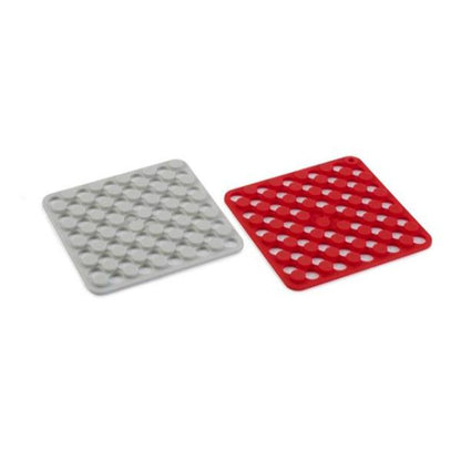 JJ DUO Spot-On 2piece Silicone Trivets (Gr/Rd)