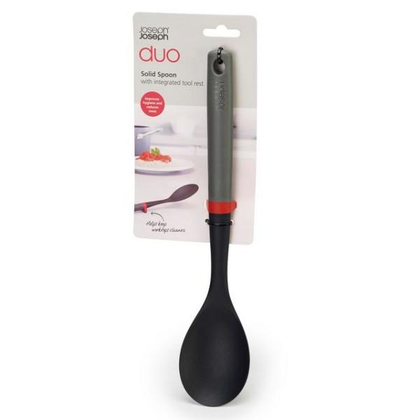 JJ DUO Solid Spoon with tool rest - Grey/Red