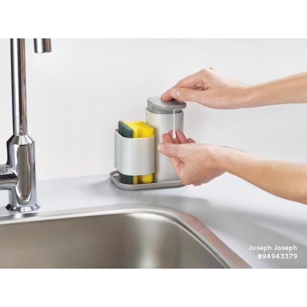 JJ DUO Soap Dispenser with Sponge Holder - Grey