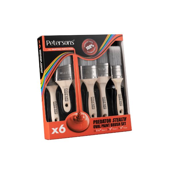 Petersons Predator Stealth Oval Paint Brush 6 Pack