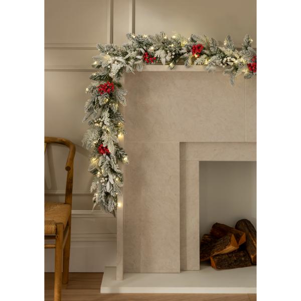 Garland Frosted Mixed Berry With 100 Warm White LEDs 6ft (1.8m)