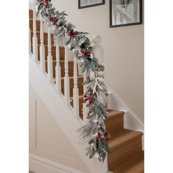 Jack Frost Battery Operated Garland With 100 Warm White LEDs 6ft