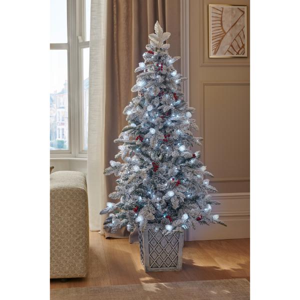 Winter Snow Flocked Porch Tree Pre-lit With 250 White LEDs 5ft (1.5m)