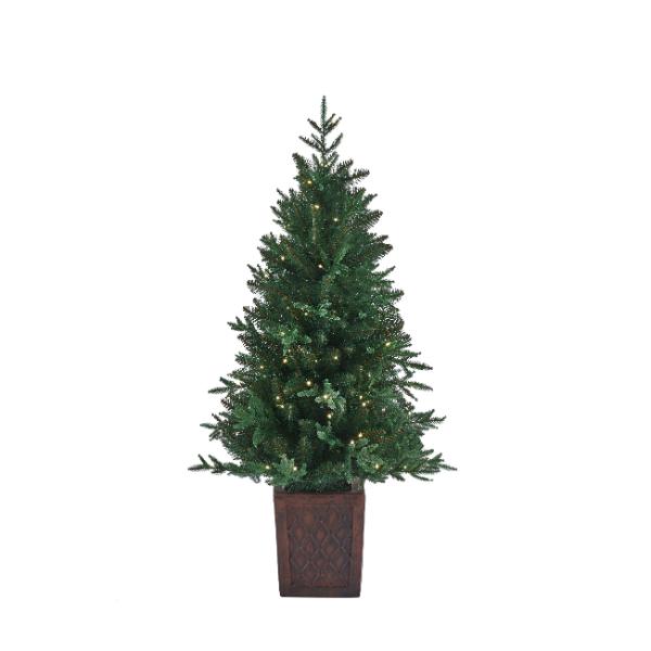 Battery Operated Conifer Porch Tree With 100 Warm White LEDs 4ft (1.2m)