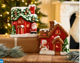 Festive Battery Operated Santa House 18cm