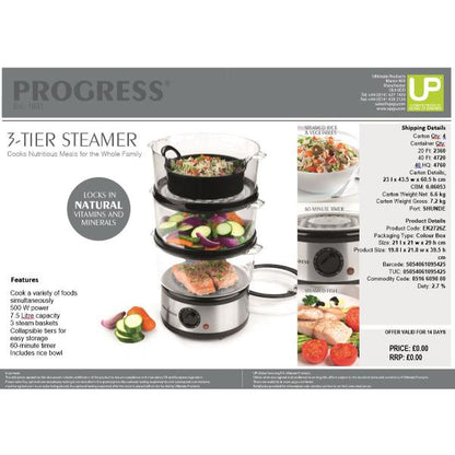 Progress EK2726ZP Go Healthy 3 Tier Steamer