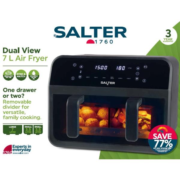 Salter EK5872 Dual Air Fryer With Divider 7L