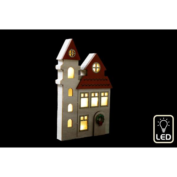 Festive Wooden House Decoration LED 14 x 22cm