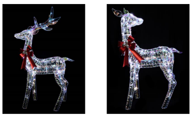 Iridescent Reindeer Stag With 80LEDs White 125cm