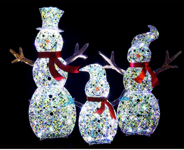 Iridescent Snowman Family 120LEDs White 107cm - 93cm - 62cm