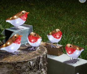 Battery Operated Acrylic Robins with 30LEDs  Set of 5 12cm