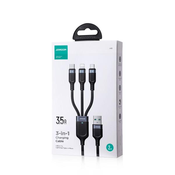 Joyroom 3.5A 3-in-1 Fast Charging Data Cable 1.2m Black