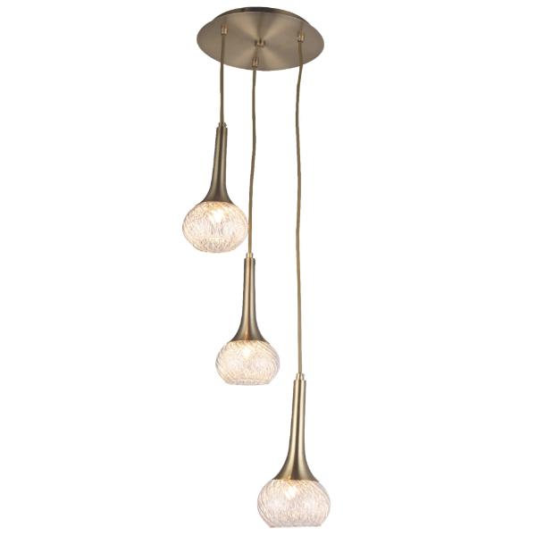 Round 3 Light pendant antique brass