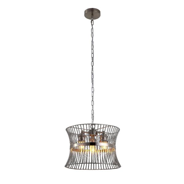 Hanging cage 3 light in satin nickle