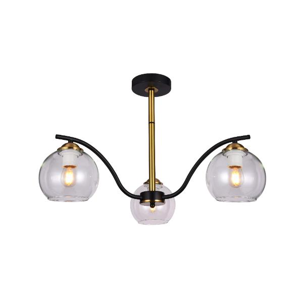 Semi Flush 3 light black and gold