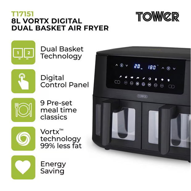 Tower 8L Vortx Vizion Dual Basket