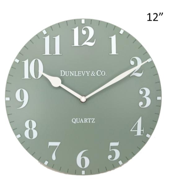 Dunlevy Luna Clock 12&quot; Sage Green